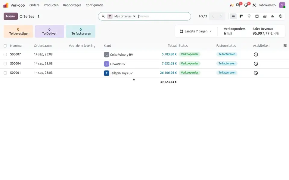Creating and confirming a quote in Odoo Sales