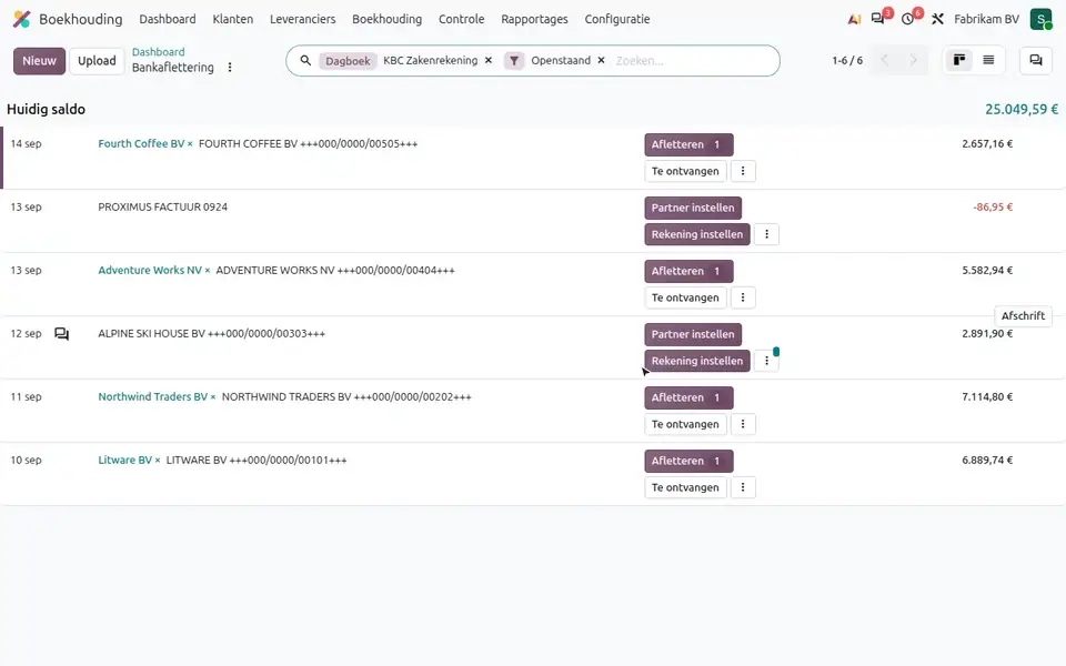 Reconciling bank transactions against invoices in Odoo Accounting